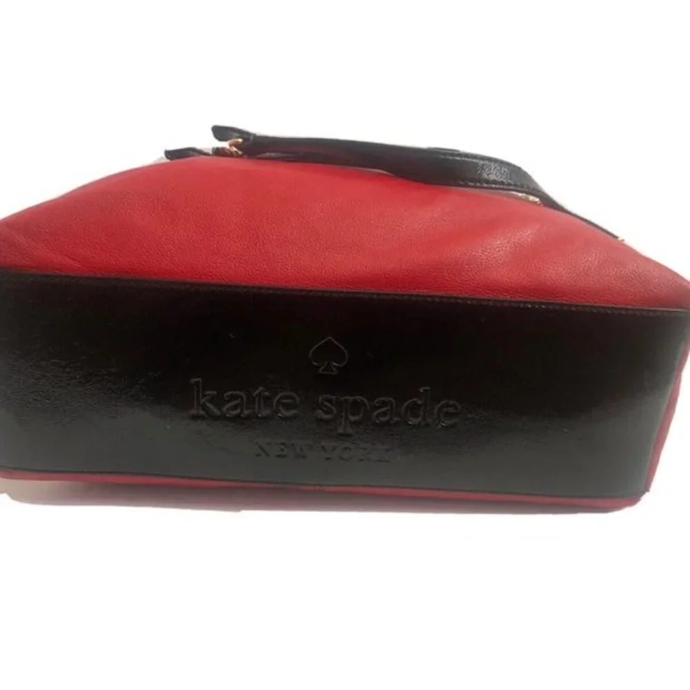 Kate Spade Handbag Satchel leather Red black with bow